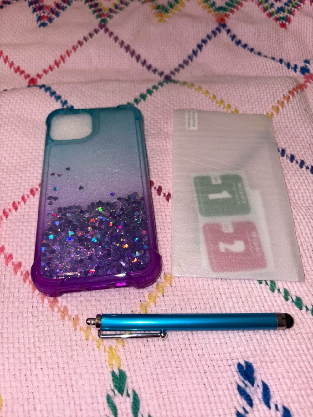 Glitter Jelly Phone Case with Stylus and Screen Protector iPhone 13 iPhone 14